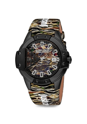 Just Cavalli Scudo animal-print 44mm watch - Brown