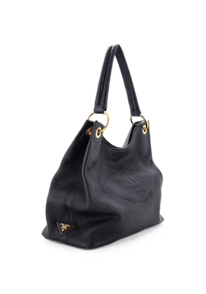 Prada Pre-Owned Logo Embossed Vitello Daino Medium hobo bag - Black