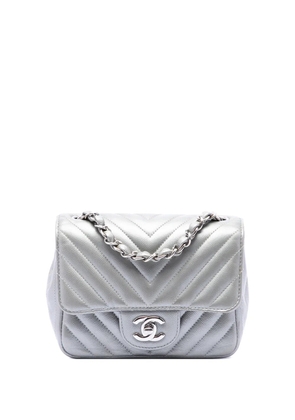 CHANEL Pre-Owned 2010-2011 Mini Square Classic Chevron Caviar Single Flap crossbody bag - Silver