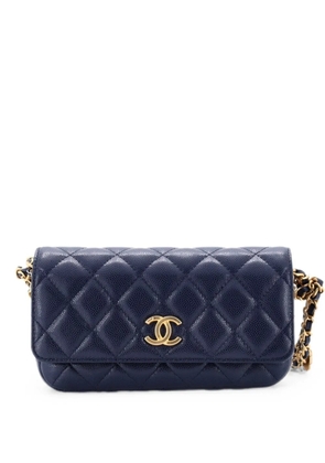 CHANEL Pre-Owned Twist Your Buttons Flap Clutch with Chain Quilted Caviar crossbody bag - Blue