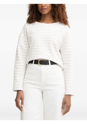 Pedro Del Hierro striped logo-embroidered sweater - White