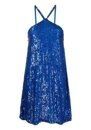 P.A.R.O.S.H. sequin-embellished halter mini dress - Blue