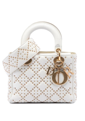 Christian Dior Pre-Owned 2017 Small Lambskin Cannage Studded Supple Lady Dior satchel - White