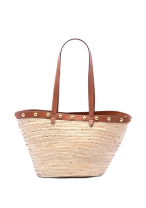 Celine Pre-Owned 2019 Large Raffia Classic Studded Panier tote bag - Neutrals