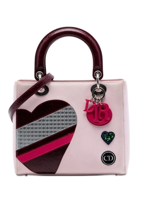 Christian Dior Pre-Owned 2015 Medium Calfskin Patent Embroidered Valentines Day Heart Lady Dior satchel - Pink
