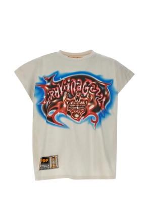 PDF graphic-print cap-sleeve T-shirt - Neutrals