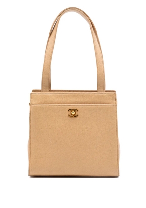 CHANEL Pre-Owned 1997-1999 CC Caviar Turn Lock tote bag - Neutrals