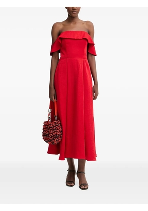 Pedro Del Hierro ruffled off-shoulder midi dress - Red