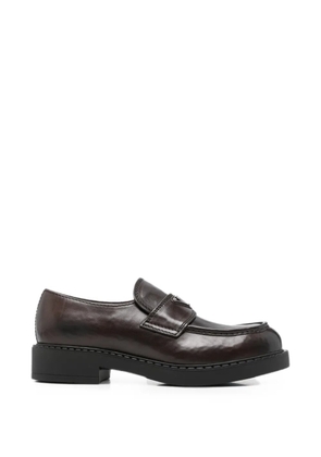 Prada logo-plaque chunky-sole loafers - Brown