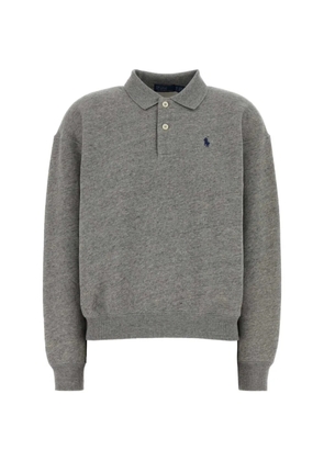 Polo Ralph Lauren melange-effect embroidered-logo polo shirt - Grey