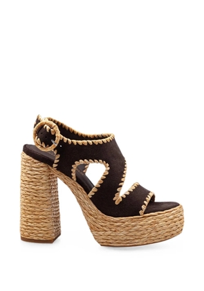 Paloma Barceló Wanda whipstitch-trim heeled sandals - Brown