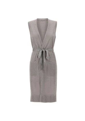 Kangra lurex-knit belted cardi-coat - Grey
