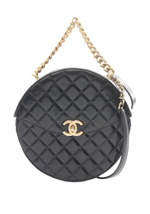 CHANEL Pre-Owned 2018 CC Quilted Lambskin Round Single Flap satchel - Black
