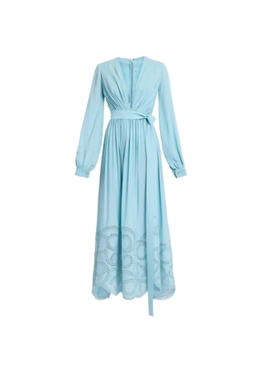 Elie Saab macramé-detail silk midi dress - Blue
