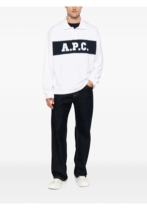 A.P.C. logo-print long-sleeve polo shirt - White