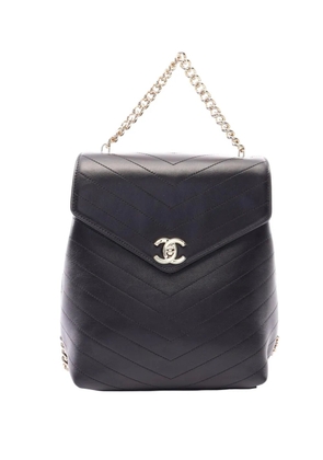 CHANEL Pre-Owned 2018-2019 CC Chevron Lambskin backpack - Black