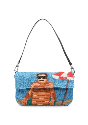 STAUD Tommy bead-embellished shoulder bag - Blue