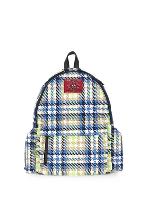 Vivienne Westwood tartan-print logo-patch backpack - Blue