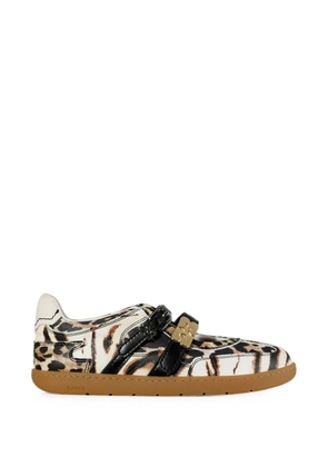GANNI Sue animal-print buckled ballet flats - Neutrals