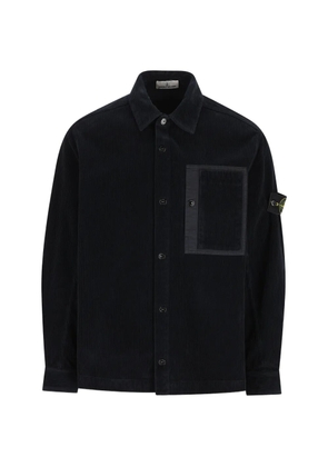 Stone Island logo-patch corduroy shirt - Blue