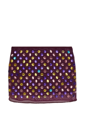 Oséree appliqué-embellished mesh-mini skirt - Purple