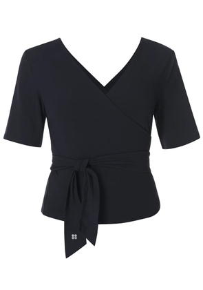 Sweaty Betty wrap tie-waist top - Black