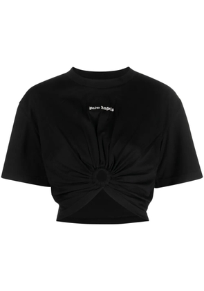 Palm Angels ring-embellished cropped T-shirt - Black