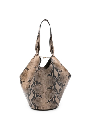 KHAITE small Lotus snake-effect tote bag - Neutrals