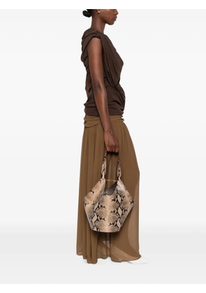 KHAITE small Lotus snake-effect tote bag - Neutrals