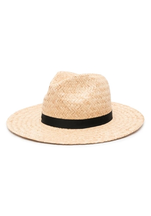 Polo Ralph Lauren logo-embroidered straw fedora hat - Neutrals