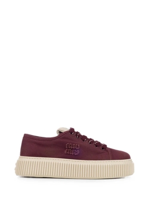 Miu Miu logo-embroidered sneakers - Purple