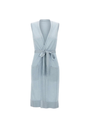 Kangra lurex-knit belted cardi-coat - Blue