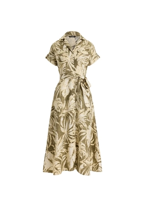 Lauren Ralph Lauren palm-frond-print camp midi shirt dress - Green