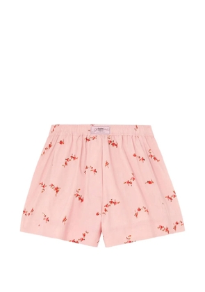 GANNI floral-print cotton shorts - Pink
