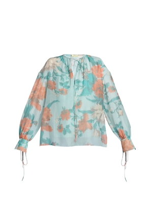 ERDEM floral-print long-sleeve blouse - Blue