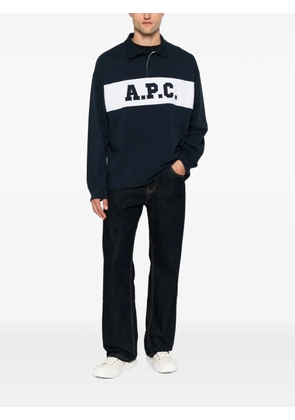 A.P.C. logo-print long-sleeve polo shirt - Blue