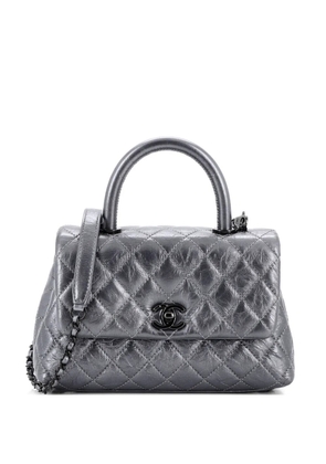 CHANEL Pre-Owned Coco Top Handle Bag Quilted Aged Calfskin Mini satchel - Grey