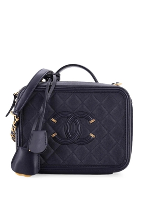 CHANEL Pre-Owned Filigree Vanity Case Quilted Caviar Medium satchel - Blue