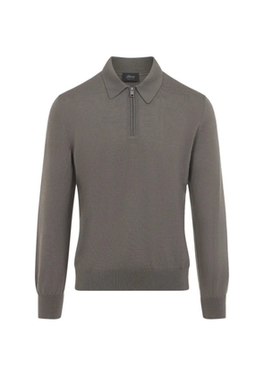 Brioni quarter-zip wool polo shirt - Grey