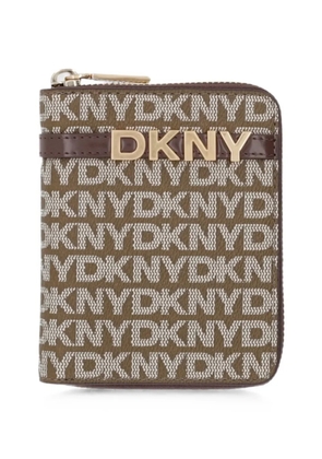 DKNY logo-plaque zip-around wallet - Brown