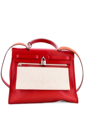 Hermès Pre-Owned Herbag Zip Berline Vache Canvas and Leather 31 shoulder bag - Red