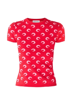 Marine Serre moon jacquard bouclette crewneck T-shirt organic-cotton - Red