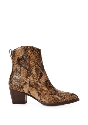 Lauren Ralph Lauren python-embossed leather ankle boots - Brown