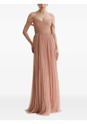 FRAMBOISE Kiros off-shoulder pleated dress - Neutrals