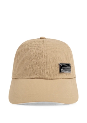Emporio Armani logo-plaque seersucker baseball cap - Neutrals