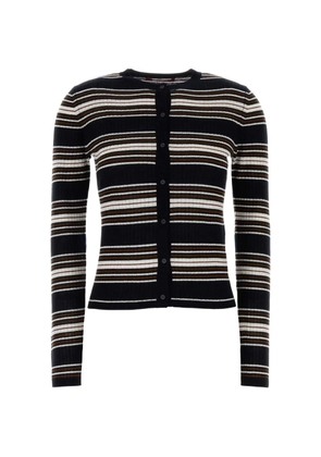 Max Mara striped ribbed-knit silk cardigan - Black