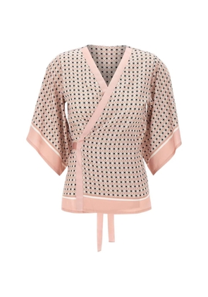 Kangra micro-print wrap-style blouse - Pink