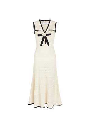 Self-Portrait pointelle-knit midi dress - White