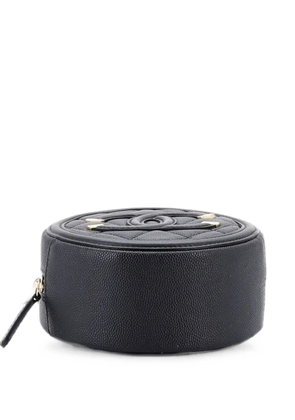 CHANEL Pre-Owned Filigree Round Clutch with Chain Quilted Caviar Mini crossbody bag - Black