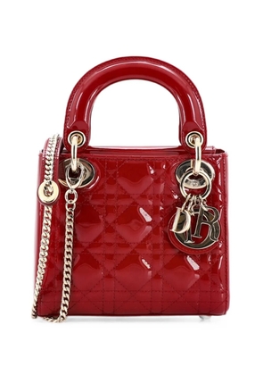 Christian Dior Pre-Owned Lady Dior Chain Bag Cannage Quilt Patent Mini satchel - Red